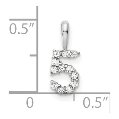 14K White Gold 1/8 ct tw Diamond Number 5 Pendant – view 4