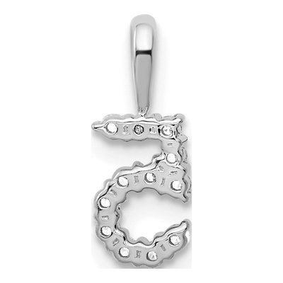 14K White Gold 1/8 ct tw Diamond Number 5 Pendant – view 5