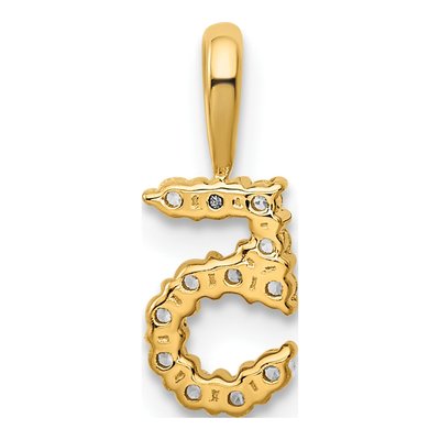 14K Yellow Gold 1/8 ct tw Diamond Number 5 Pendant – view 4