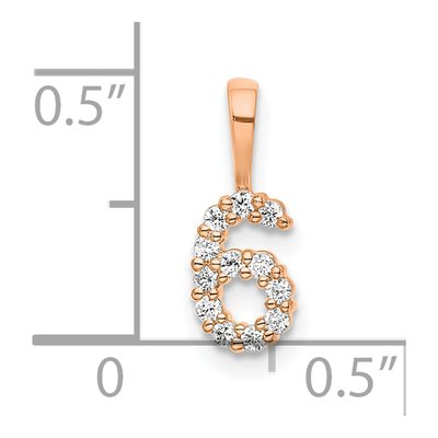 14K Rose Gold 1/8 ct tw Diamond Number 6 Pendant – view 3