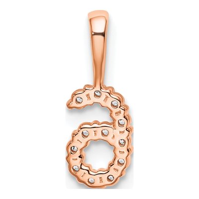 14K Rose Gold 1/8 ct tw Diamond Number 6 Pendant – view 4