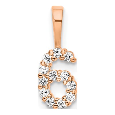 14K Rose Gold 1/8 ct tw Diamond Number 6 Pendant