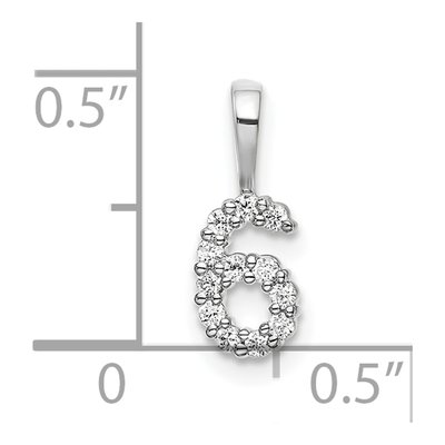 14K White Gold 1/8 ct tw Diamond Number 6 Pendant – view 3