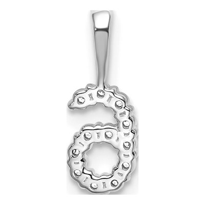 14K White Gold 1/8 ct tw Diamond Number 6 Pendant – view 4