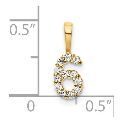 14K Yellow Gold 1/8 ct tw Diamond Number 6 Pendant – view 3