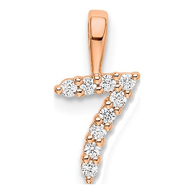14K Rose Gold 1/10 ct tw Diamond Number 7 Pendant