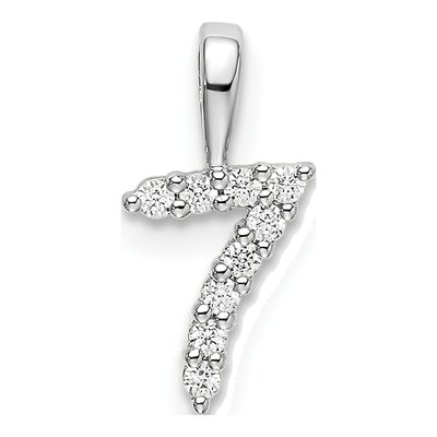 14K White Gold 1/10 ct tw Diamond Number 7 Pendant