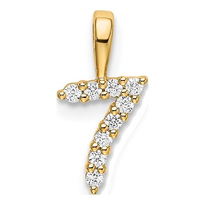 14K Yellow Gold 1/10 ct tw Diamond Number 7 Pendant