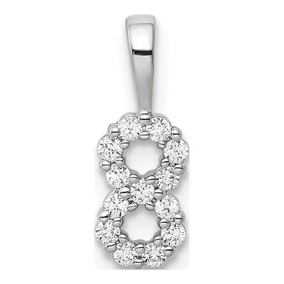 14K White Gold 1/7 ct tw Diamond Number 8 Pendant