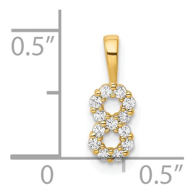 14K Yellow Gold 1/7 ct tw Diamond Number 8 Pendant – view 3