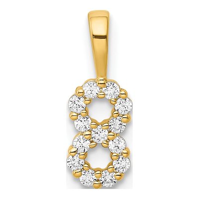 14K Yellow Gold 1/7 ct tw Diamond Number 8 Pendant