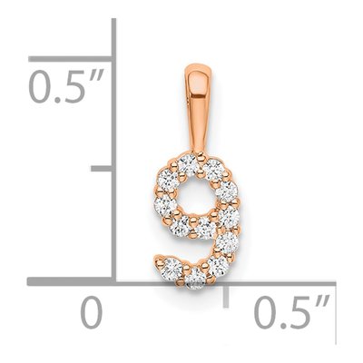 14K Rose Gold 1/8 ct tw Diamond Number 9 Pendant – view 4