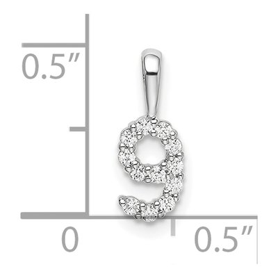 14K White Gold 1/8 ct tw Diamond Number 9 Pendant – view 4