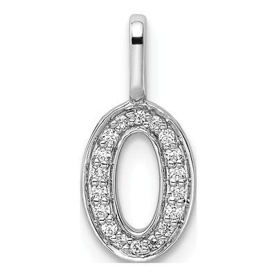 14K White Gold 0.08 ct tw Diamond Number 0 Pendant