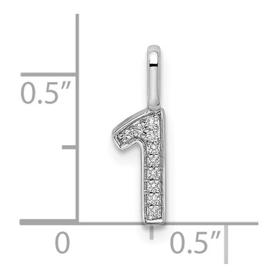 14K White Gold Diamond Number 1 Pendant – view 4