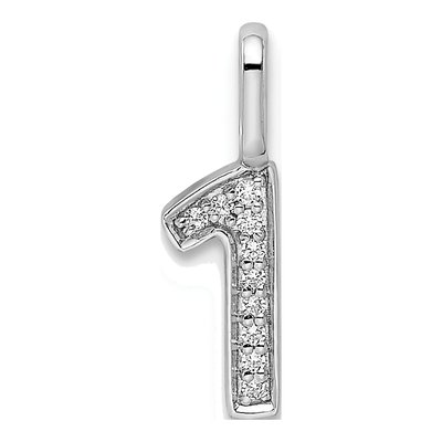 14K White Gold Diamond Number 1 Pendant