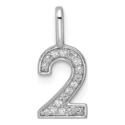 14K White Gold 1/15 ct tw Diamond Number 2 Pendant