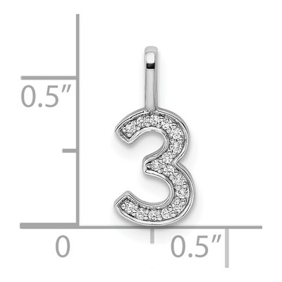 14K White Gold 1/15 ct tw Diamond Number 3 Pendant – view 4