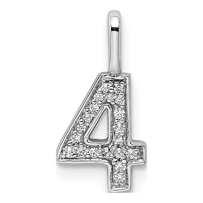 14K White Gold 1/15 ct tw Diamond Number 4 Pendant