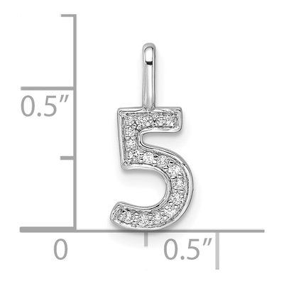 14K White Gold 1/15 ct tw Diamond Number 5 Pendant – view 4