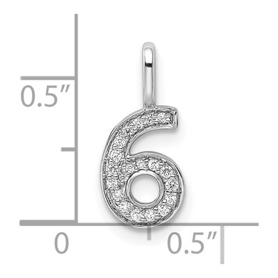 14K White Gold 0.09 ct tw Diamond Number 6 Pendant – view 3