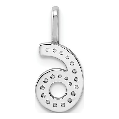 14K White Gold 0.09 ct tw Diamond Number 6 Pendant – view 4