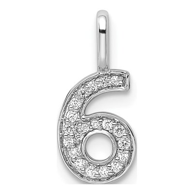 14K White Gold 0.09 ct tw Diamond Number 6 Pendant