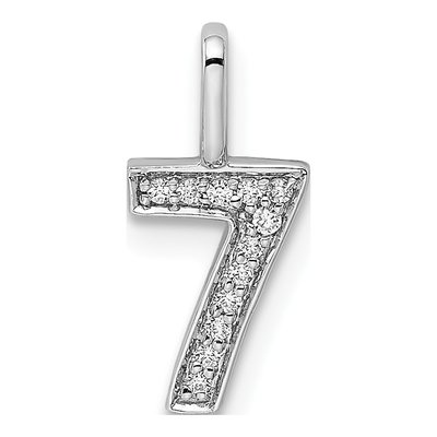 14K White Gold 1/20 ct tw Diamond Number 7 Pendant