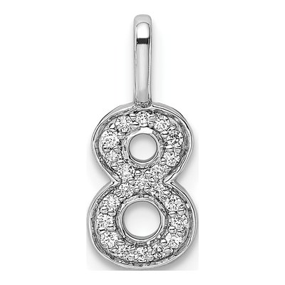 14K White Gold 1/10 ct tw Diamond Number 8 Pendant