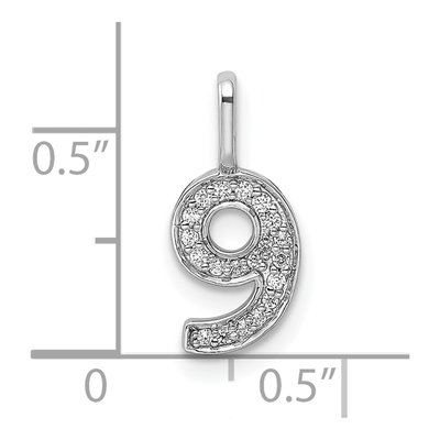 14K White Gold 0.09 ct tw Diamond Number 9 Pendant – view 4