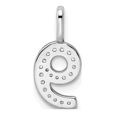14K White Gold 0.09 ct tw Diamond Number 9 Pendant – view 5