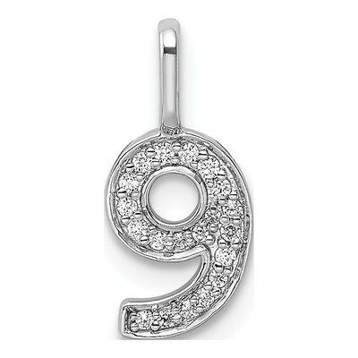 14K White Gold 0.09 ct tw Diamond Number 9 Pendant