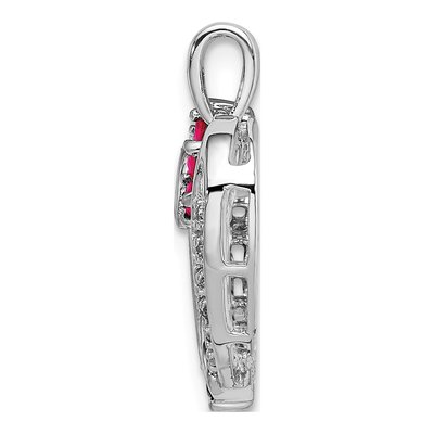 14K White Gold Ruby & Diamond Heart Pendant – view 2