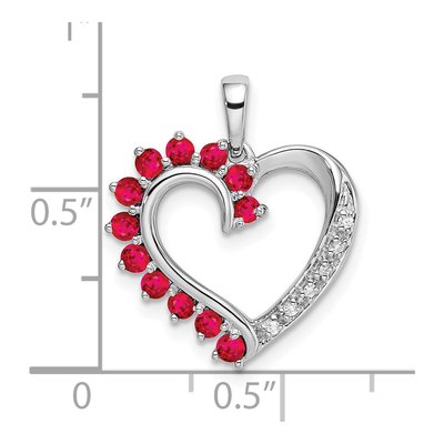 14K White Gold Ruby & Diamond Heart Pendant – view 3