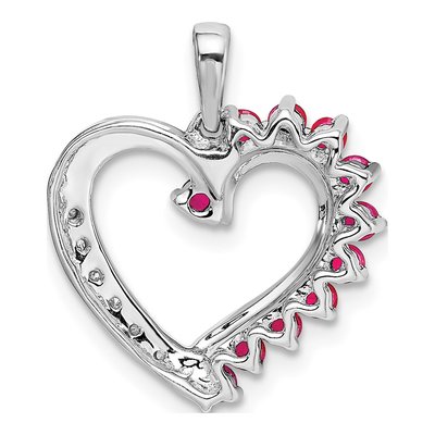 14K White Gold Ruby & Diamond Heart Pendant – view 4