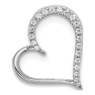 14K White Gold 1/10 ct tw Diamond Heart Slide Pendant