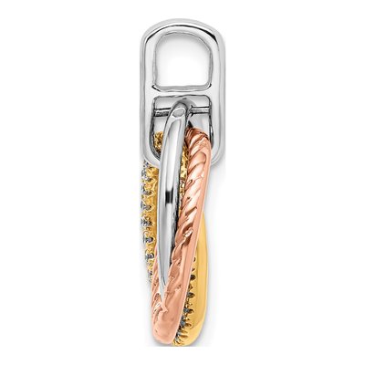 14K Tri-Color Gold 1/6 ct tw Diamond Three Oval Dangle Pendant – view 3