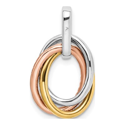 14K Tri-Color Gold 1/6 ct tw Diamond Three Oval Dangle Pendant – view 4