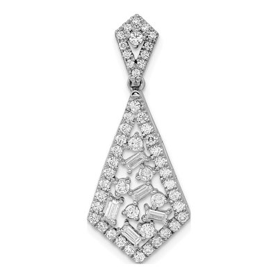 14K White Gold 3/4 ct tw Diamond Fancy Dangle Slide Pendant