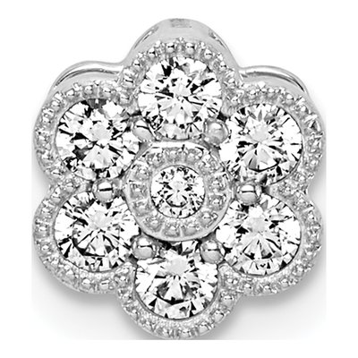 14K White Gold 1/4 ct tw Lab-Grown Diamond Floral Slide Pendant