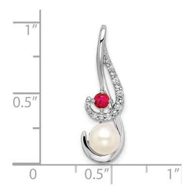 14K White Gold Ruby & Pearl Round Fits Up to Fancy Slide Pendant – view 3