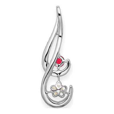 14K White Gold Ruby & Pearl Round Fits Up to Fancy Slide Pendant – view 4