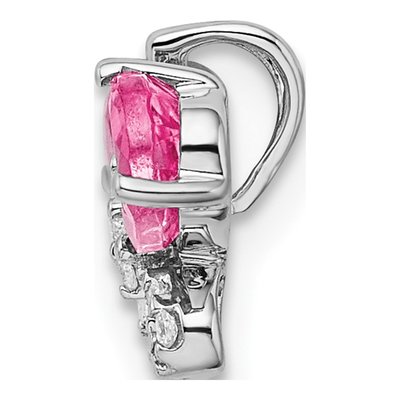 14K White Gold 1/15 ct tw Pink Tourmaline & Diamond Slide Pendant – view 3