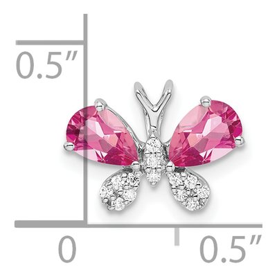 14K White Gold 1/15 ct tw Pink Tourmaline & Diamond Slide Pendant – view 4