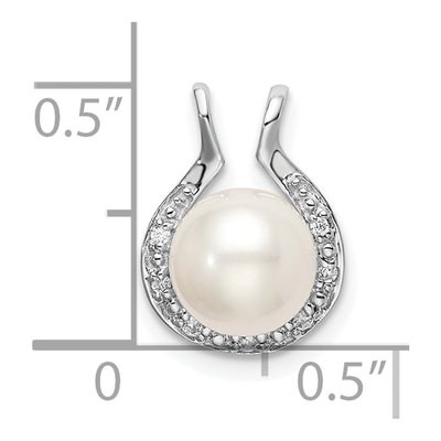 14K White Gold Freshwater Cultured Pearl & Diamond Slide Pendant – view 3
