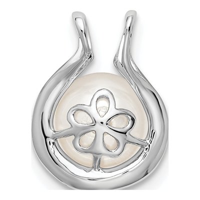 14K White Gold Freshwater Cultured Pearl & Diamond Slide Pendant – view 4