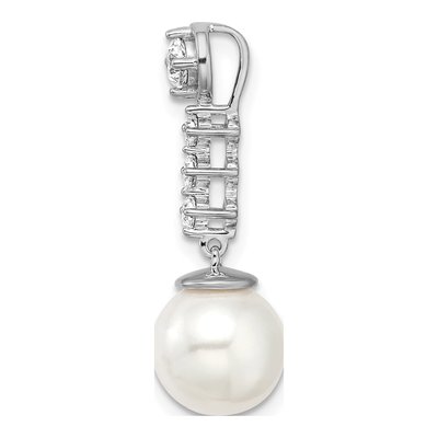 14K White Gold 1/4 ct tw Pearl & Diamond Slide Pendant – view 2