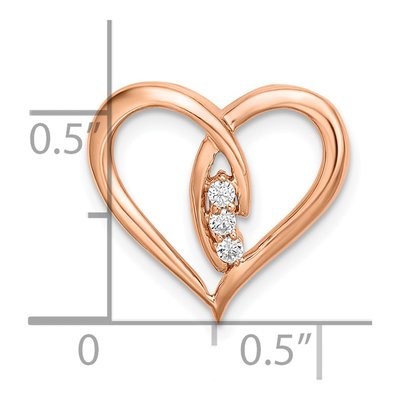 14K Rose Gold 1/20 ct tw Diamond 3-Stone Heart Slide Pendant – view 3