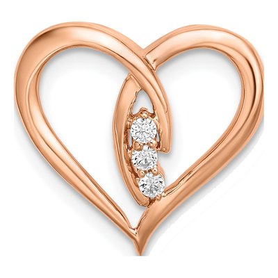 14K Rose Gold 1/20 ct tw Diamond 3-Stone Heart Slide Pendant