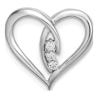 14K White Gold 1/20 ct tw Diamond Heart Slide Pendant
